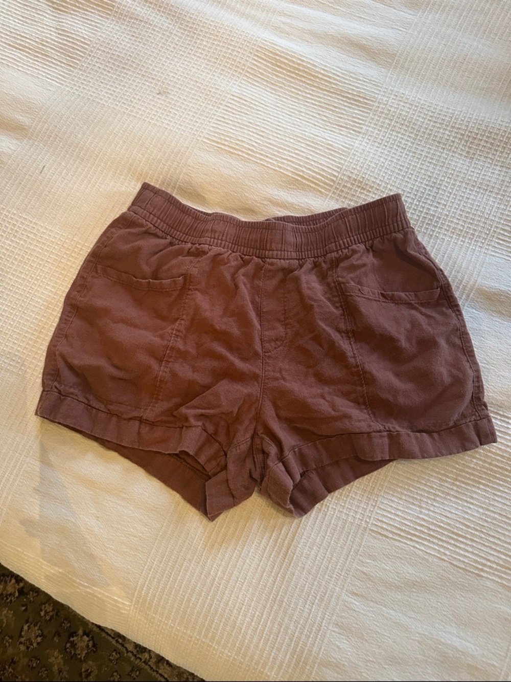 Women's Casual Elastic-Waist Brown Shorts